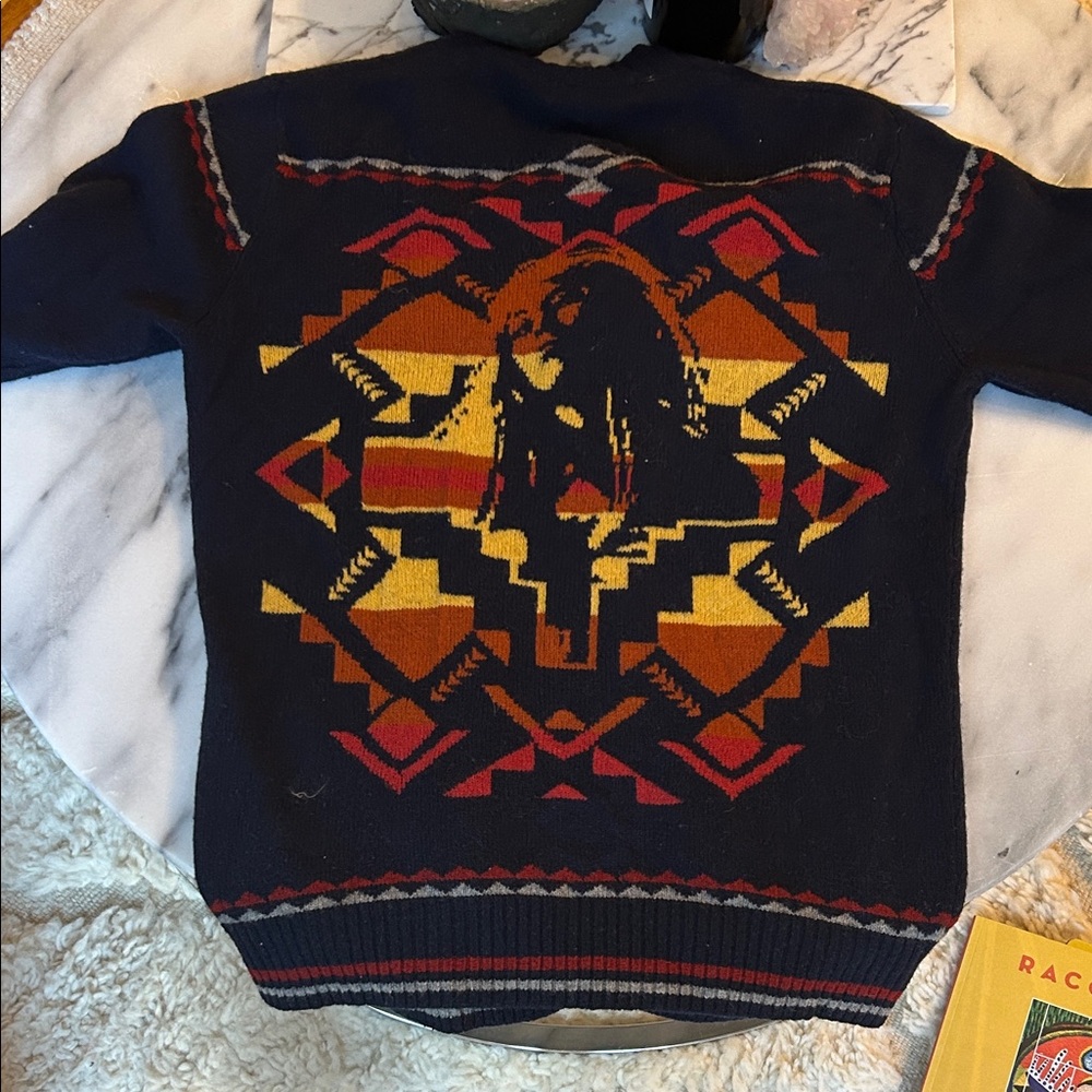 Hysteric Glamour x Pendleton Blue Cardigan with Red and Whit Grey Accents